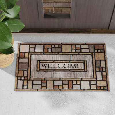 Croll Welcome Tile Walkway Recycled Rubber All Weather Outdoor Door Mat