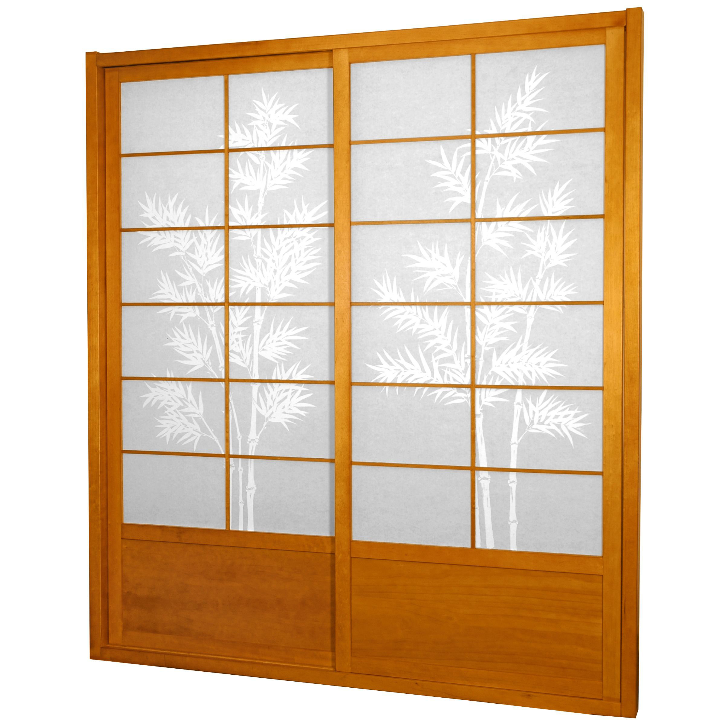 Oriental Furniture Paneled Wood Painted Tree Shoji Sliding Closet