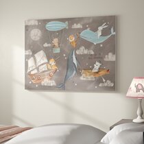 PIRATES Ahoy Nautical KIDS RULES Canvas Wall Art Picture Home Decor Boys Bedroom