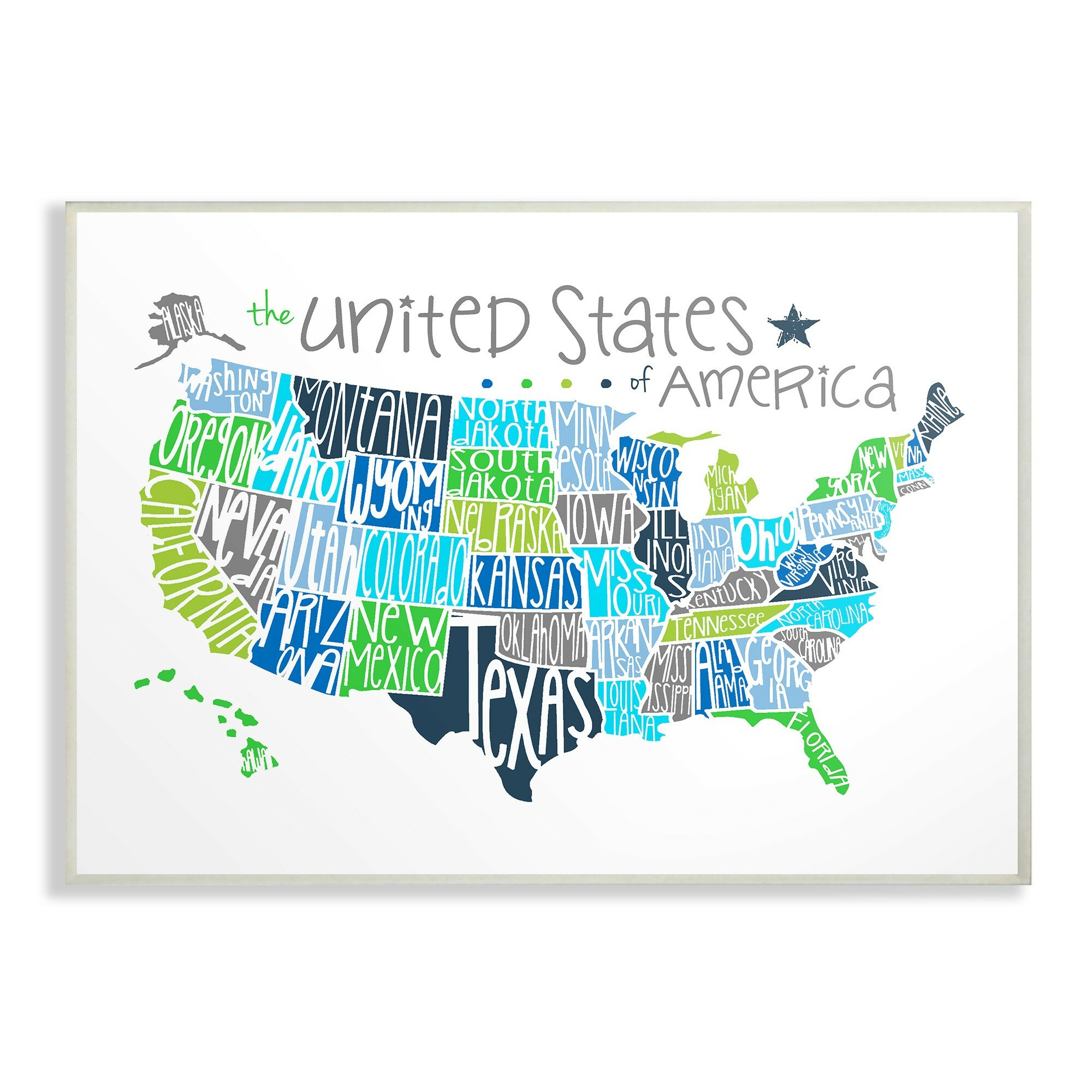 Harriet Bee Fenske United States Map Colored Typography Decorative