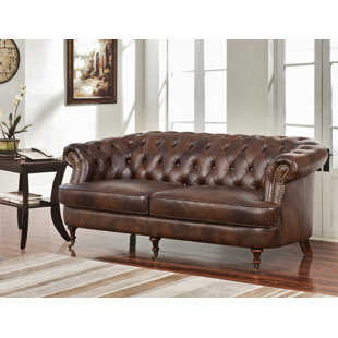 Tan Leather Chesterfield Sofa Wayfair Mccarville Leather Chesterfield Sofa