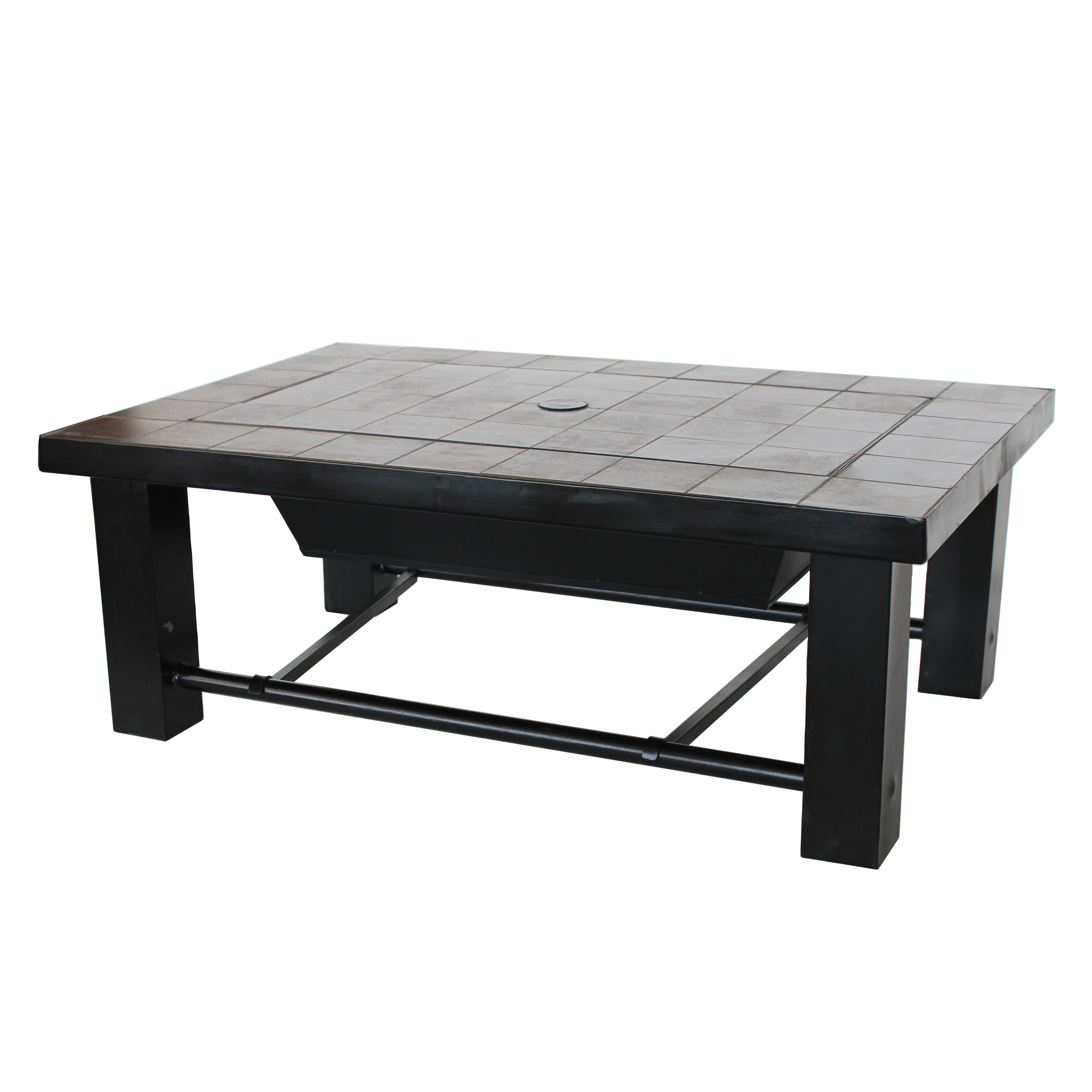 Aleko Mosaic Tile Slated Convertible Steel Charcoal Fire Pit Table