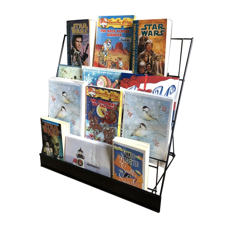 4 Tier Wire Book Magazine Counter Card Rack Display Stand in Black E8B 