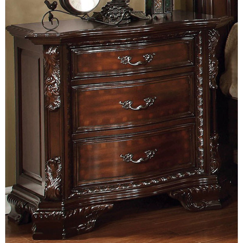 Astoria Grand Fontayne Luxurious 3 Drawer Nightstand Wayfair