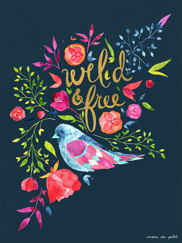 wild free bird by meera lee patel painting print on wrapped canvas