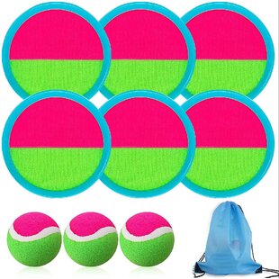 Paddle Catch Ball and Toss Game with 6 Paddles and 3 Balls Catch Game Toys for Playground Outdoor Backyard Games Toss and Catch Paddle Game Toss and Catch Ball Set 