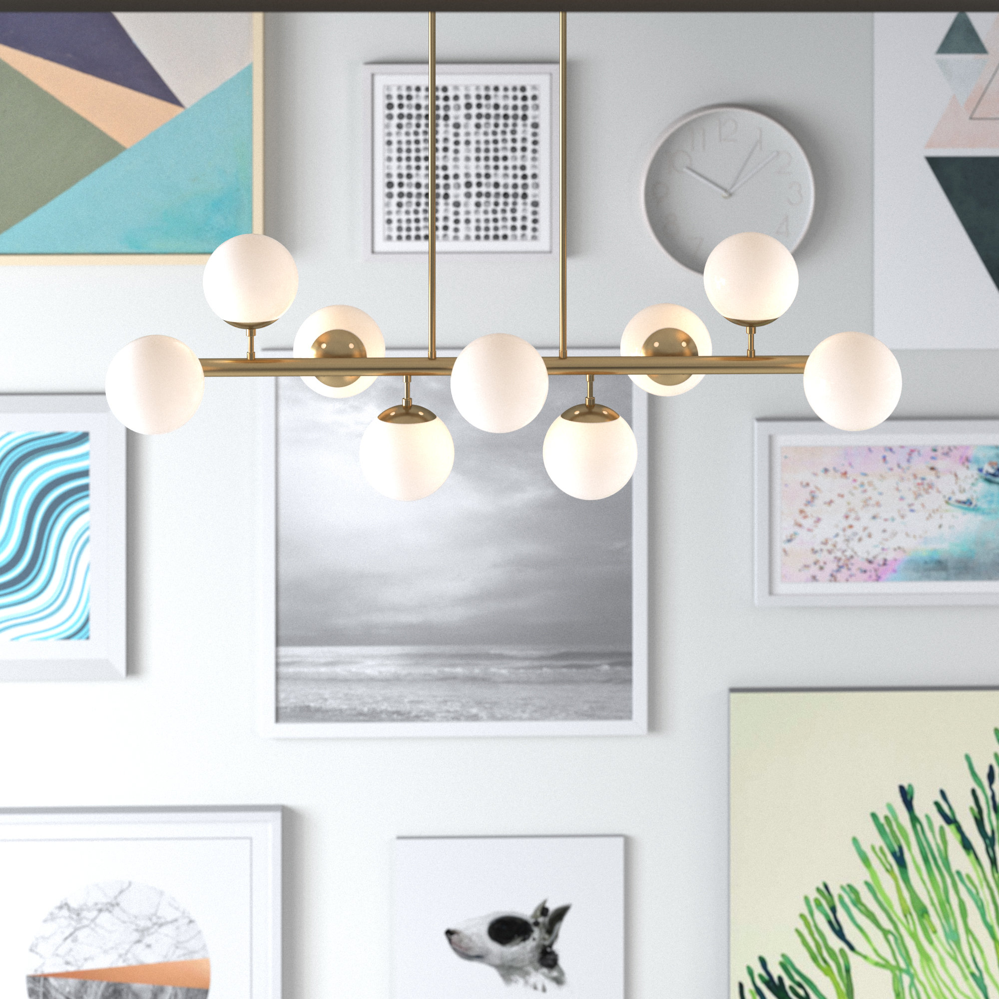 Wade Logan® Marvale 9 Light Kitchen Island Modern Linear Pendant