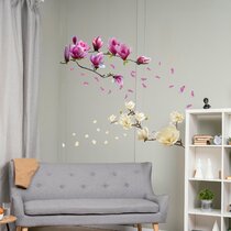 Wallmonkeys Pink Magnolias Wall Decal Peel and Stick Graphic WM44065 36 in H x 27 in W 
