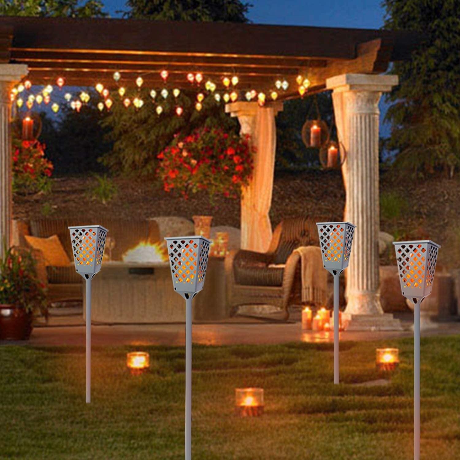 96 LED Waterproof Flickering Flame Solar Torch Light Outdoor Home Garden Lamp