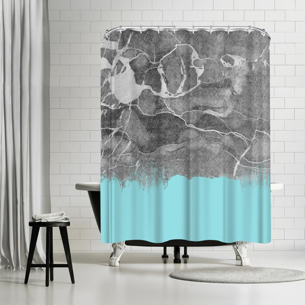 East Urban Home Emanuela Carratoni Crayon Marble With Light Blue Single Shower Curtain Wayfair