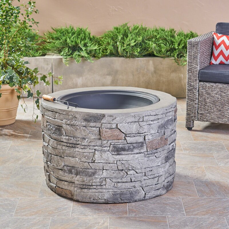 Freeport Park Sean Concrete Wood Burning Fire Pit Reviews Wayfair