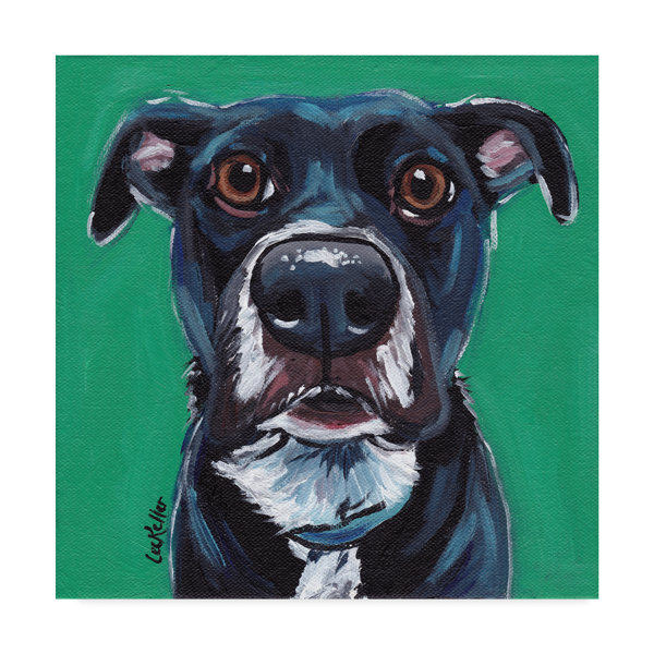 Winston Porter Black Dog On Emerald Acrylic Painting Print On