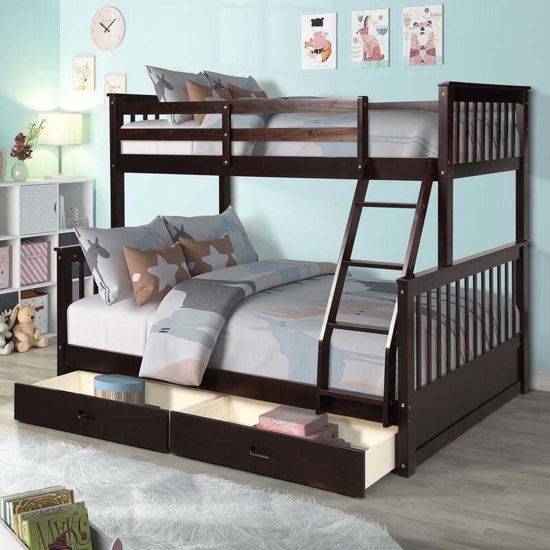 red bunk bed twin over full