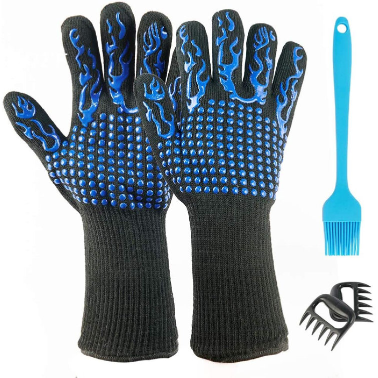 BBQ Grill Gloves 1472°F Extreme Heat Resistant Non-Slip Grilling Oven Mitt 