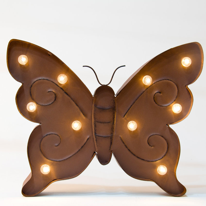 Glitzhome Marquee LED Lighted Butterfly Sign Wall Decor ...
