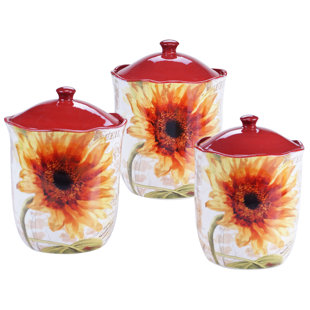 Paris Sunflower 3-Piece Storage Jar Set Certified International Fashion and beautiful backpack