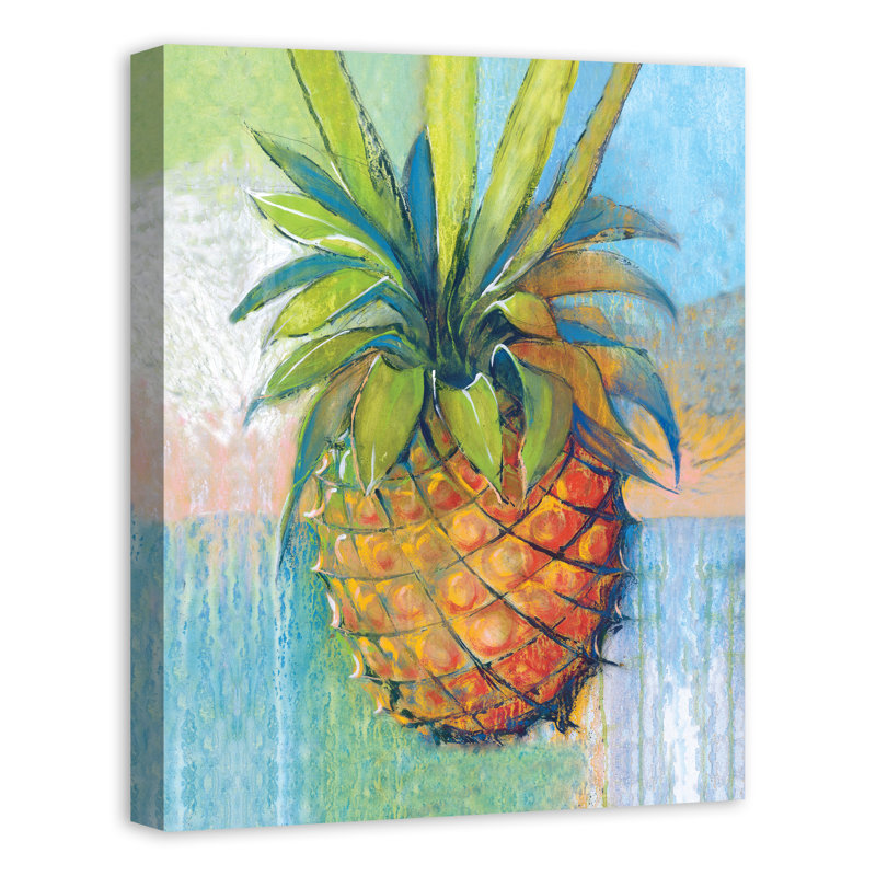 Bay Isle Home Tropical Pineapple Acrylic Painting Print On