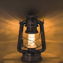 Flame Effect Vintage Style 17-LED Metal Oil Lamp,Hurricane Lantern 