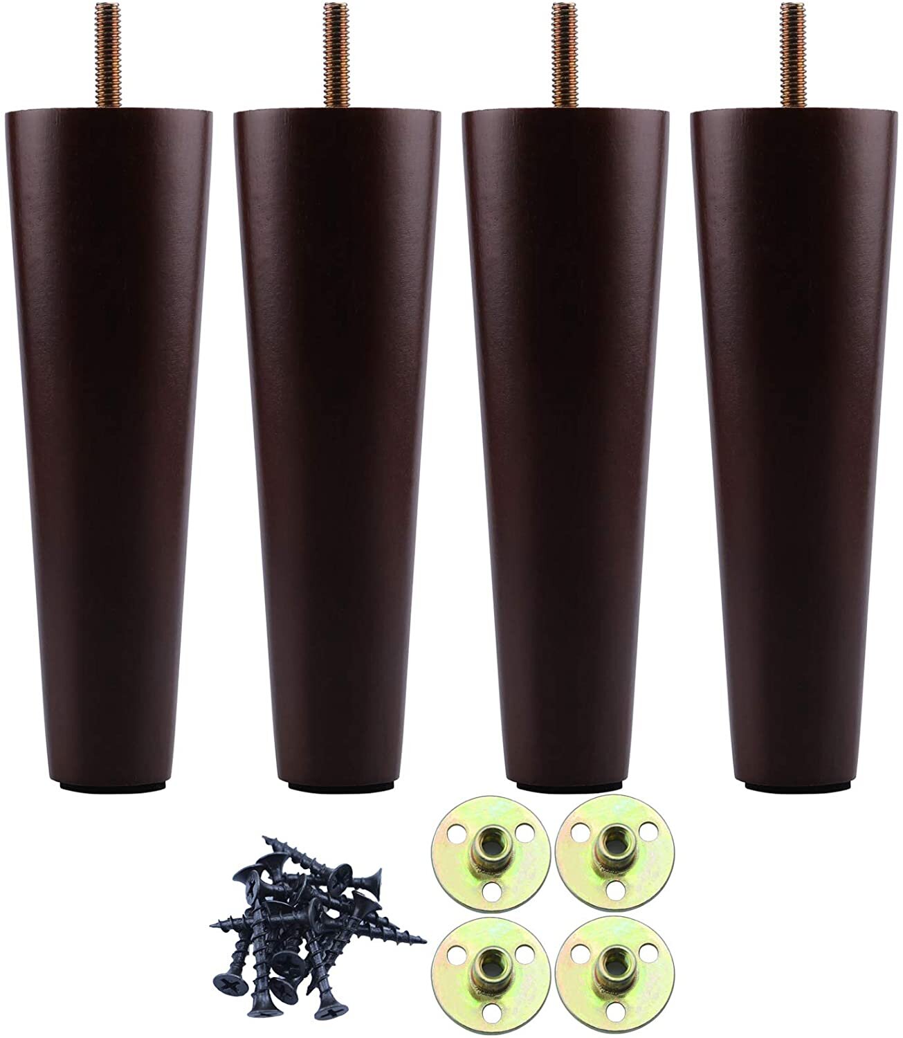 4PCS Brown Furniture Legs Feet Riser Replace Chair Couch Bed Table Feet