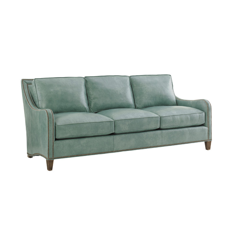Tommy Bahama Home Twin Palms Genuine Leather 84 5 Tuxedo Arm Sofa