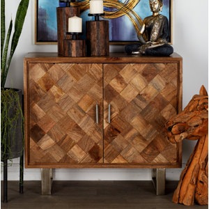2 Door Wood and Metal Accent Cabinet