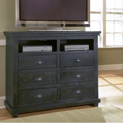 Lark Manor Castagnier 6 Drawer Media Chest Color Distressed Black