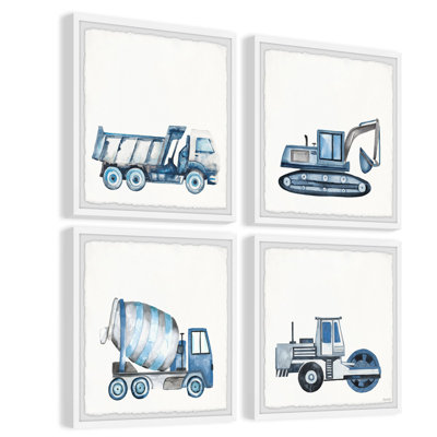 Tripper Construction Vehicles 4- Piece Set Framed Art Harriet Bee Size: 32