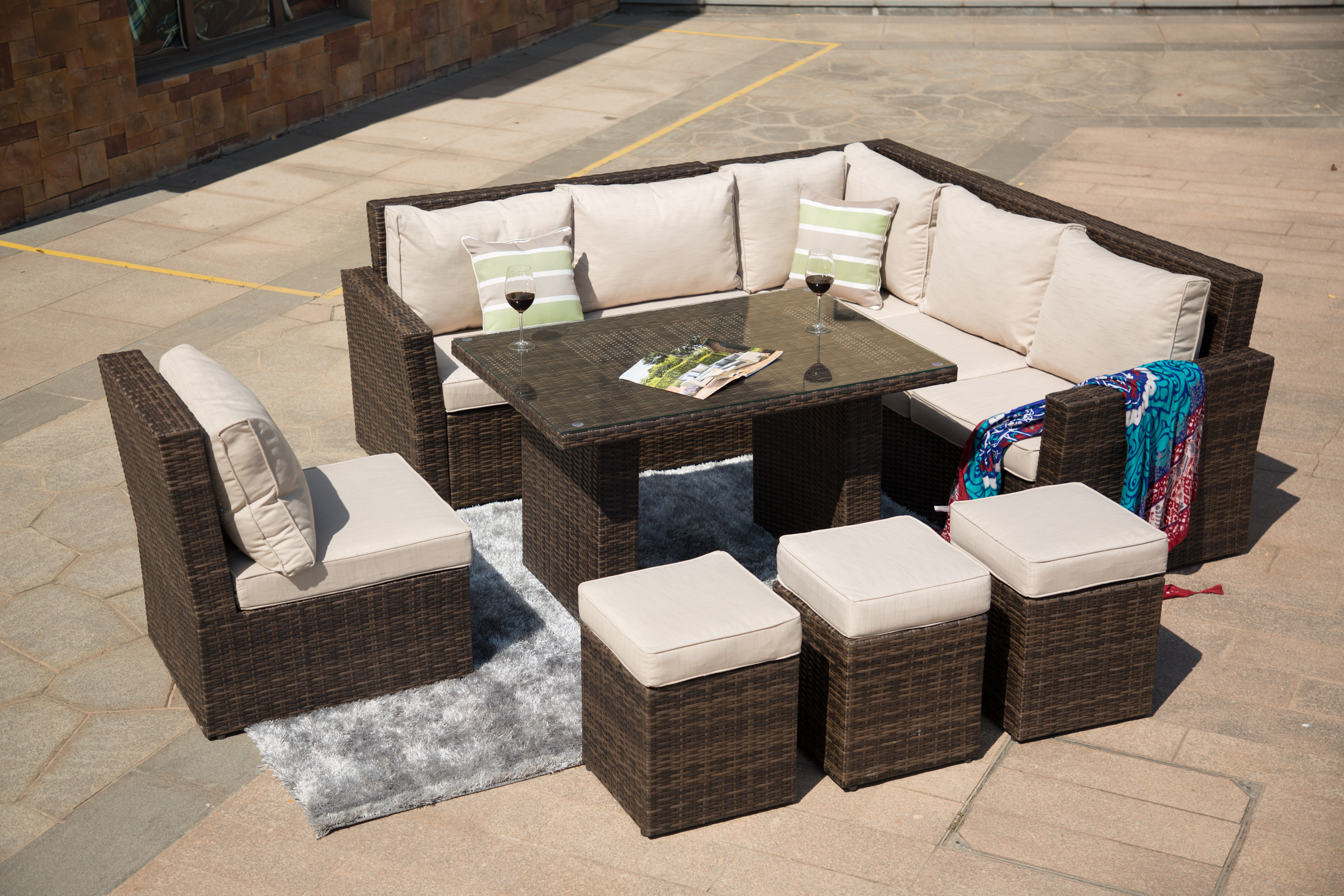 Brayden Studio Iverson 8 Piece Rattan Sectional Seating Group With Cushions Reviews Wayfair