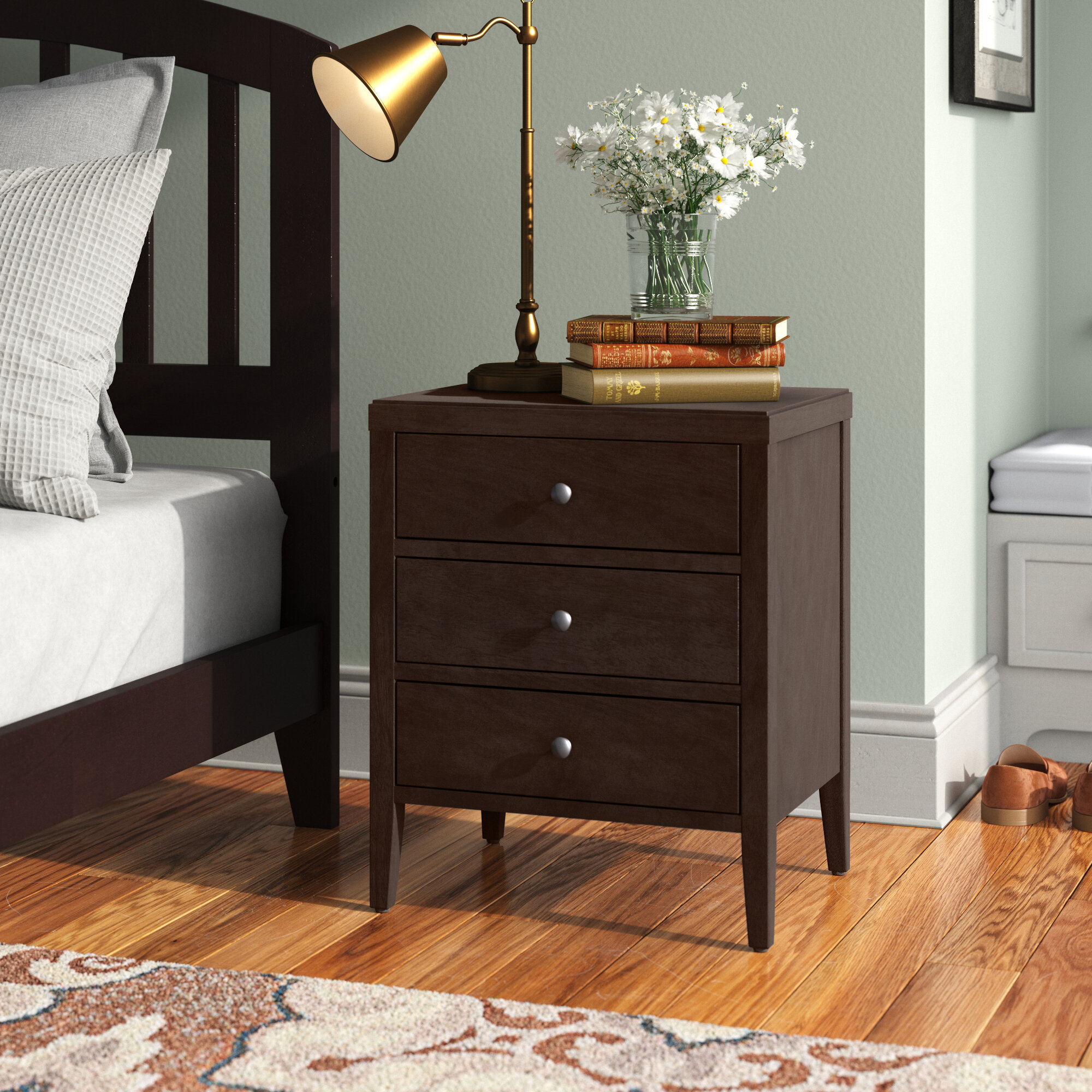 Bedside Nightstand Table with 2/3 Drawers Wooden Side Beside Tea Coffee Table 