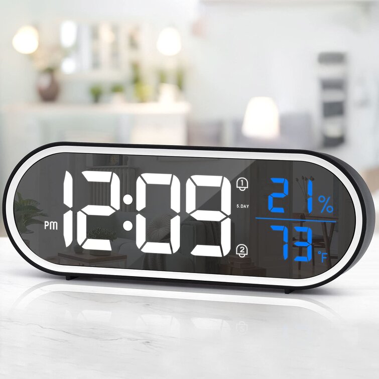 Wooden LED Digital Alarm Clock 2 Mode Time Thermometer Voice Control Desk Clock. 