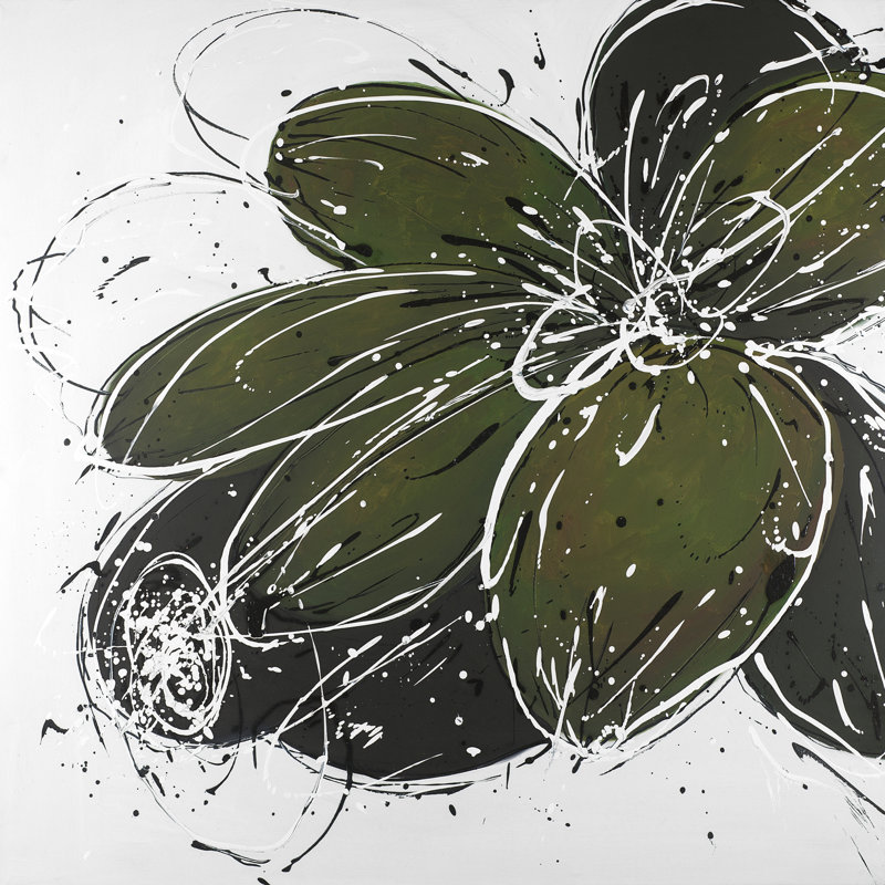 Winston Porter Flower With Paint Splash Outlines Oil Painting