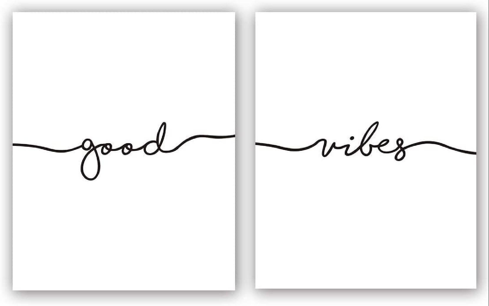 2 Piece Canvas Prints Stay Positive Smile Black and White Quotes Unframed 