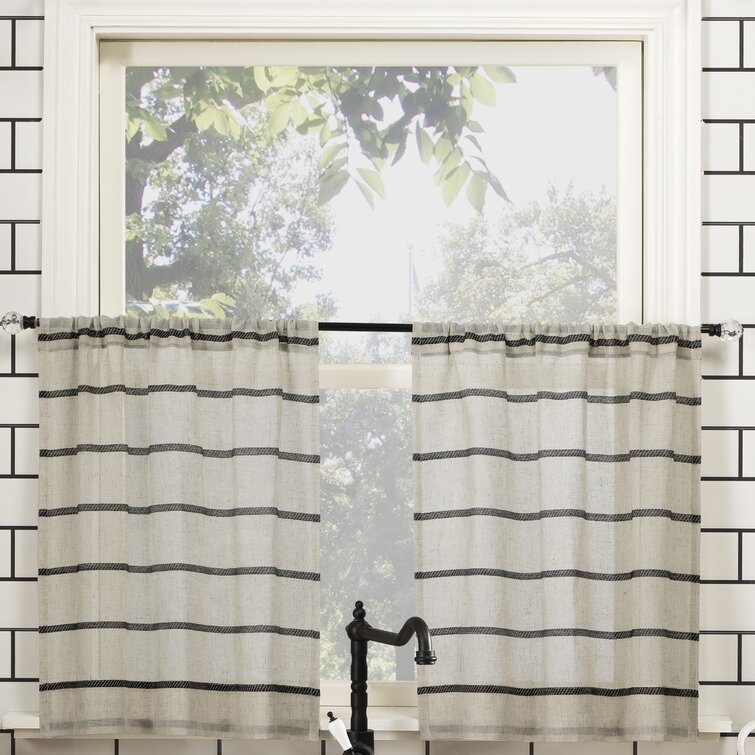1 Stripe Half Curtain Bathroom Kitchen Semi Sheer Privacy Valance 