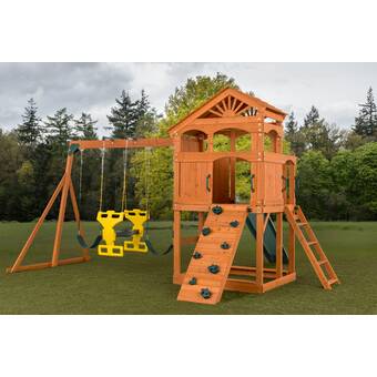 creston lodge wooden swing set