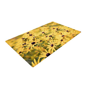 Debbra Obertanec Pantone Yellow Flower Daisy Yellow Area Rug
