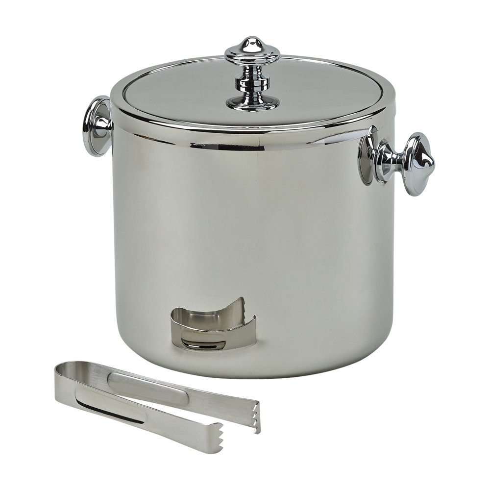 stainless steel ice bucket with tongs