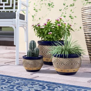 Rustic tripod ceramic flower pot; Handmade stoneware ceramic planter with drainage hole and saucer tray
