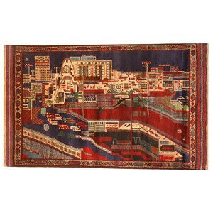Balouchi Hand-Knotted Red/Navy Area Rug