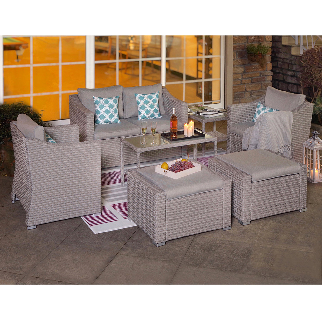 Wrought Studio 7 Piece Outdoor Furniture Conversation Set Warm Outdoor Furniture Conversation Set Warm