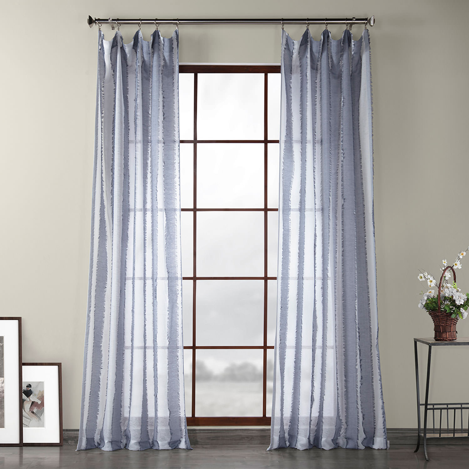 Highland Dunes Kuhns Polyester Striped Sheer Rod Pocket Single Curtain Panel Reviews Wayfair
