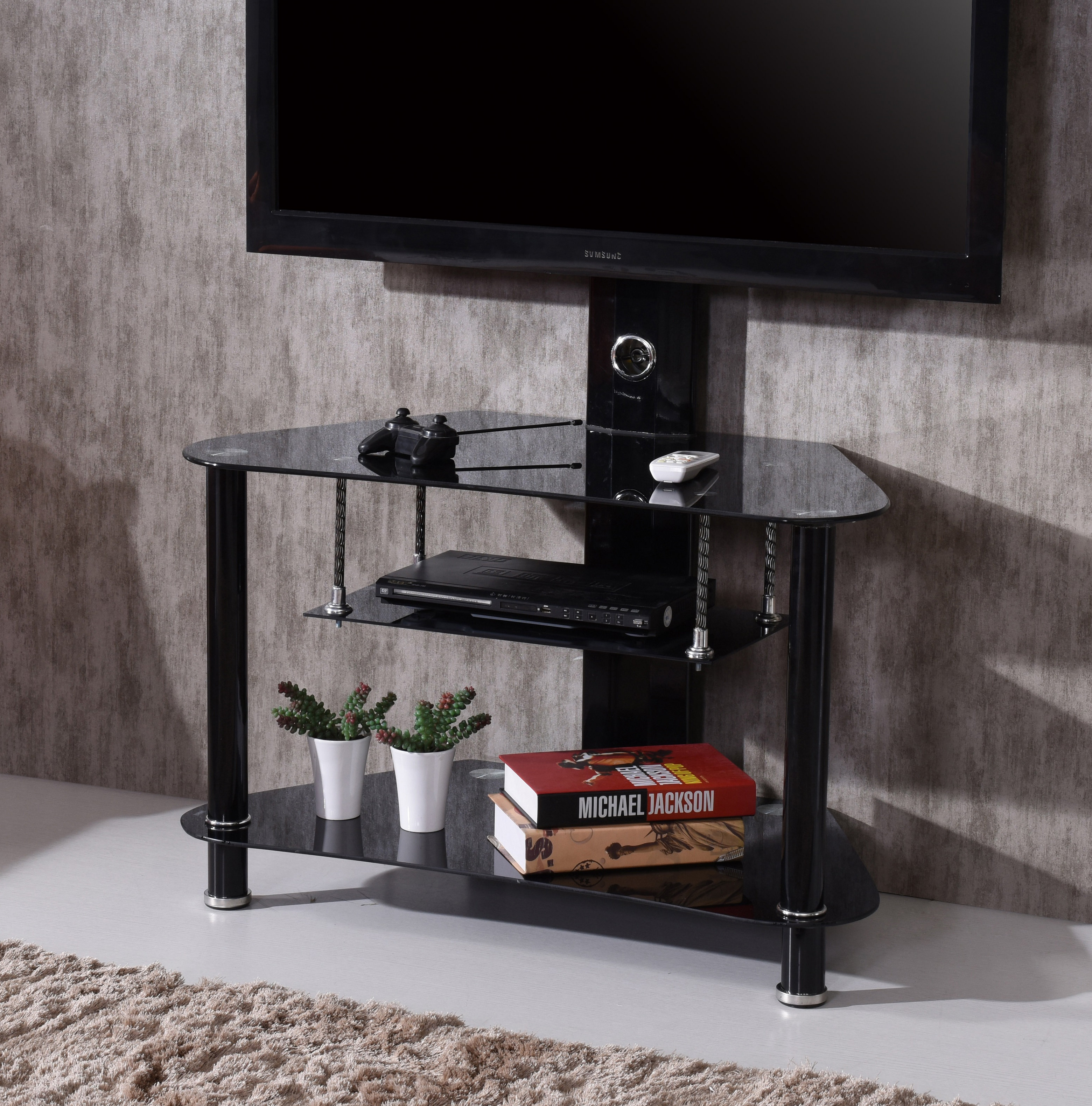 Black Glass TV Stand Cabinet Table for 32 37 40 42 LCD LED ...