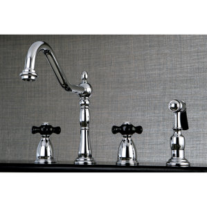 Kingston Brass Duchess Double Handle Widespread Deck Mounted Kitchen Faucet with Side Spray