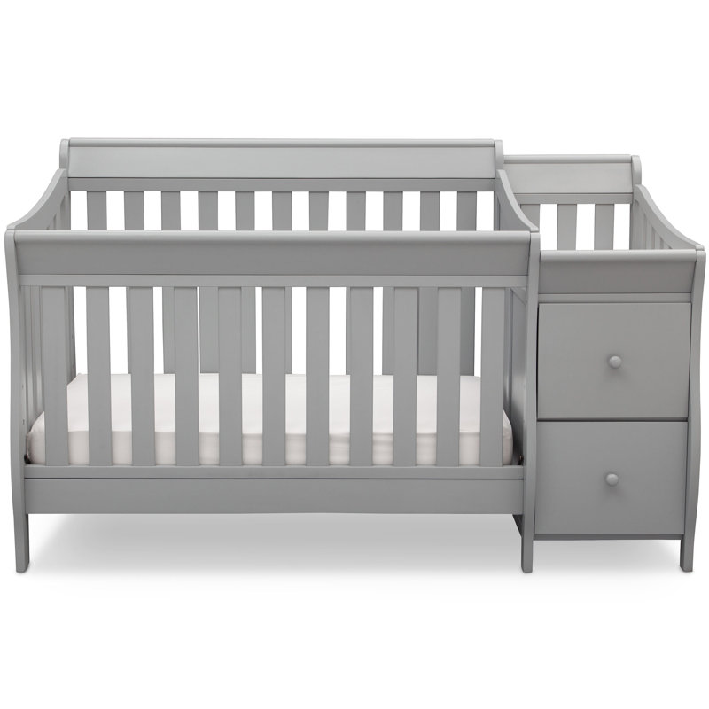 grey 4 in 1 crib with changing table