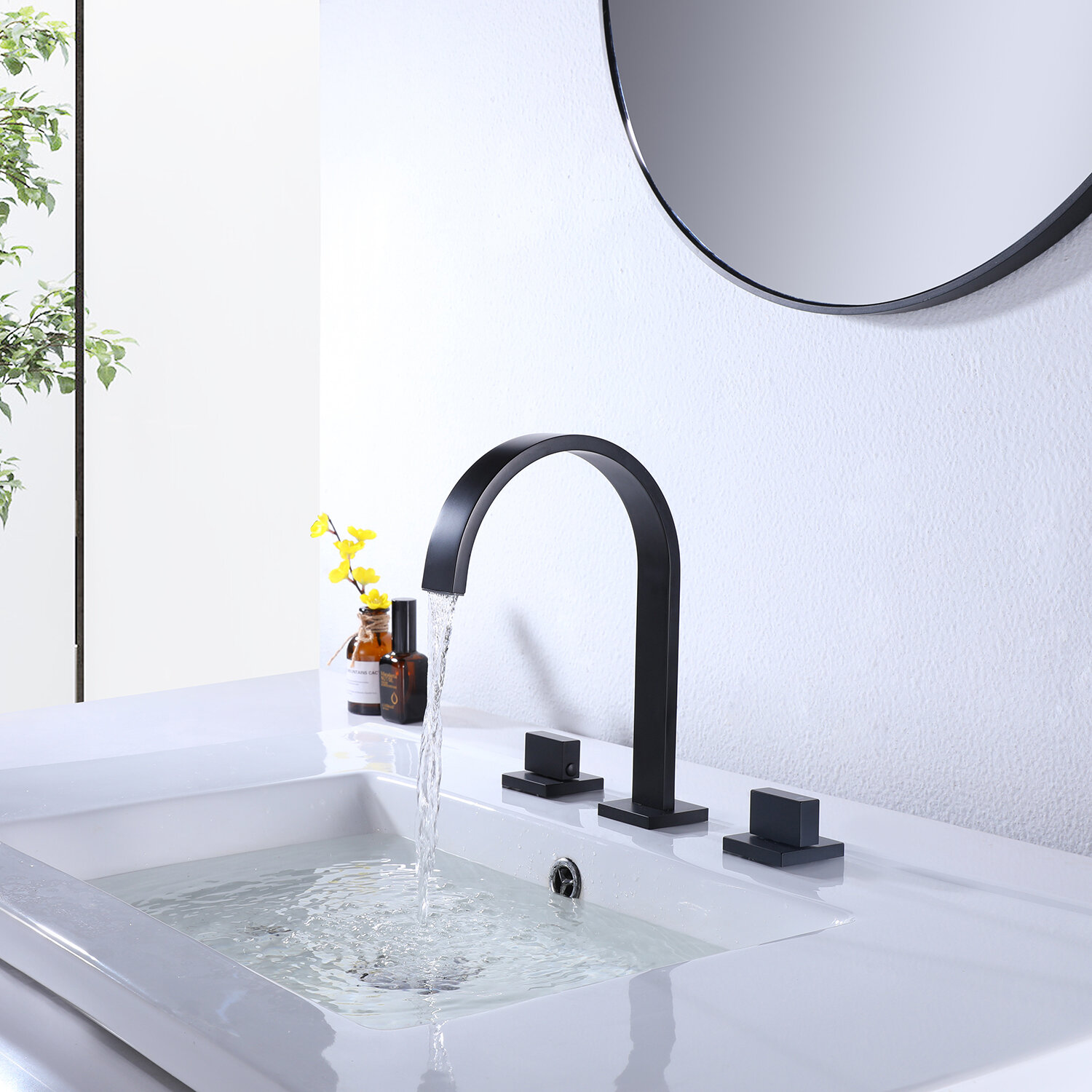 Modland Widespread 2 Handle Contemporary Bathroom Sink Faucet Lavatory Faucet In Matte Black Lead Free Reviews Wayfairca