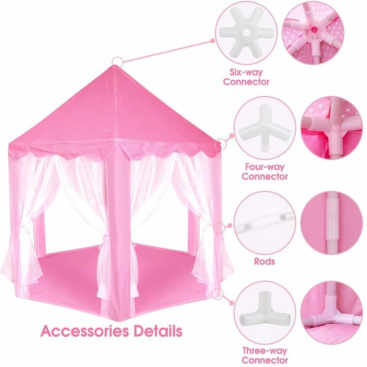 HongTeng Children's Tent Play House Toy Ocean Ball Pool Yurt 105x105x135cm Pink Princess Love Play House