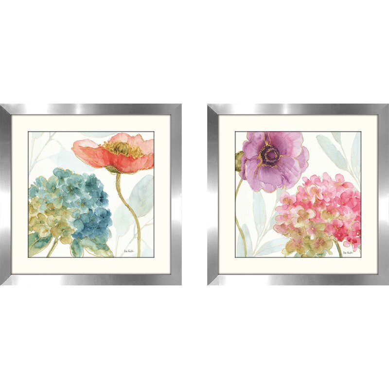 Latitude Run® 'Rainbow Seeds Flowers IV' 2 Piece Framed Watercolor ...