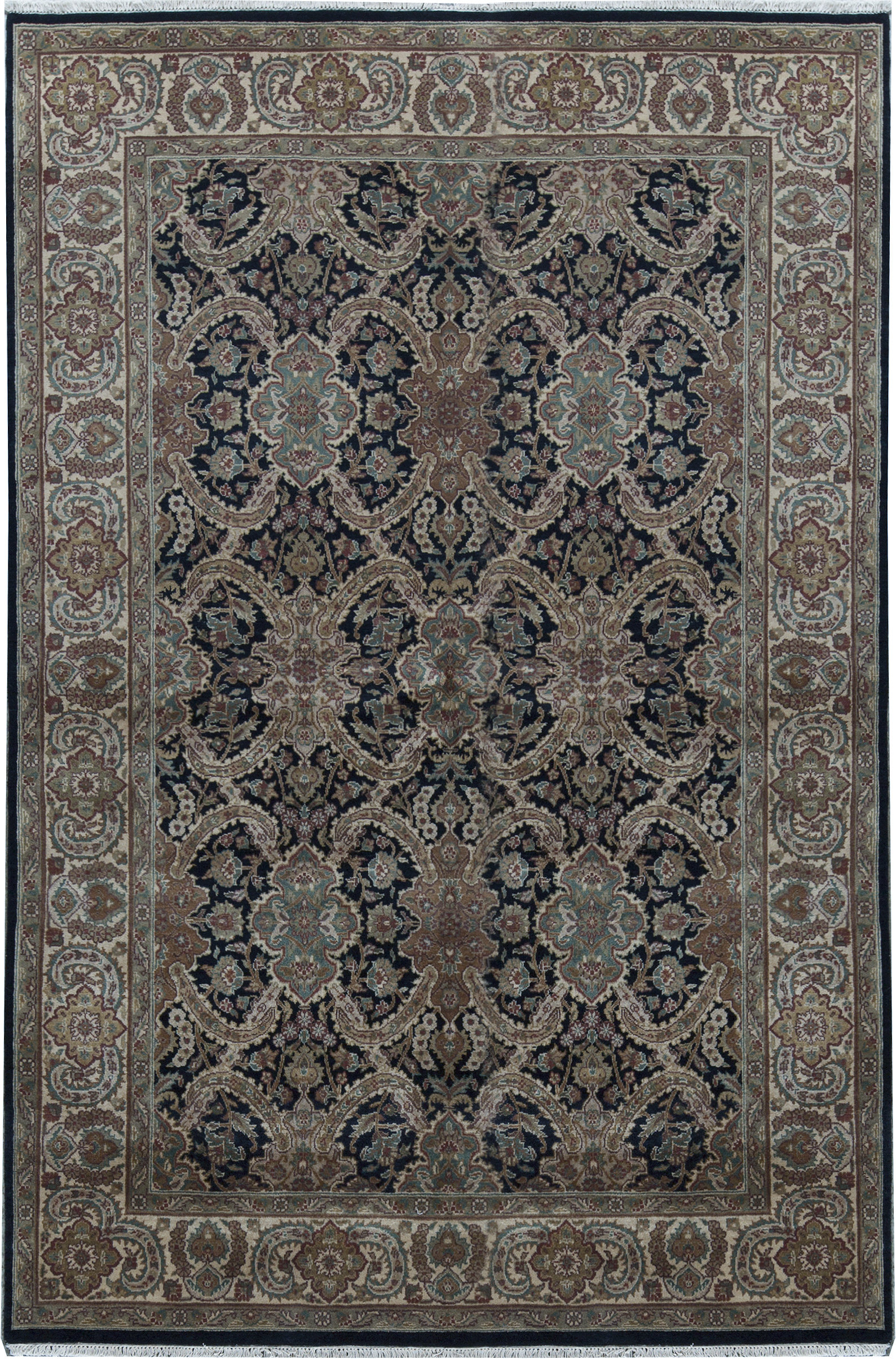 Bokara Rug Co Inc Avalon Oriental Hand Knotted 6 X 9 Wool Black Cream Area Rug Wayfair
