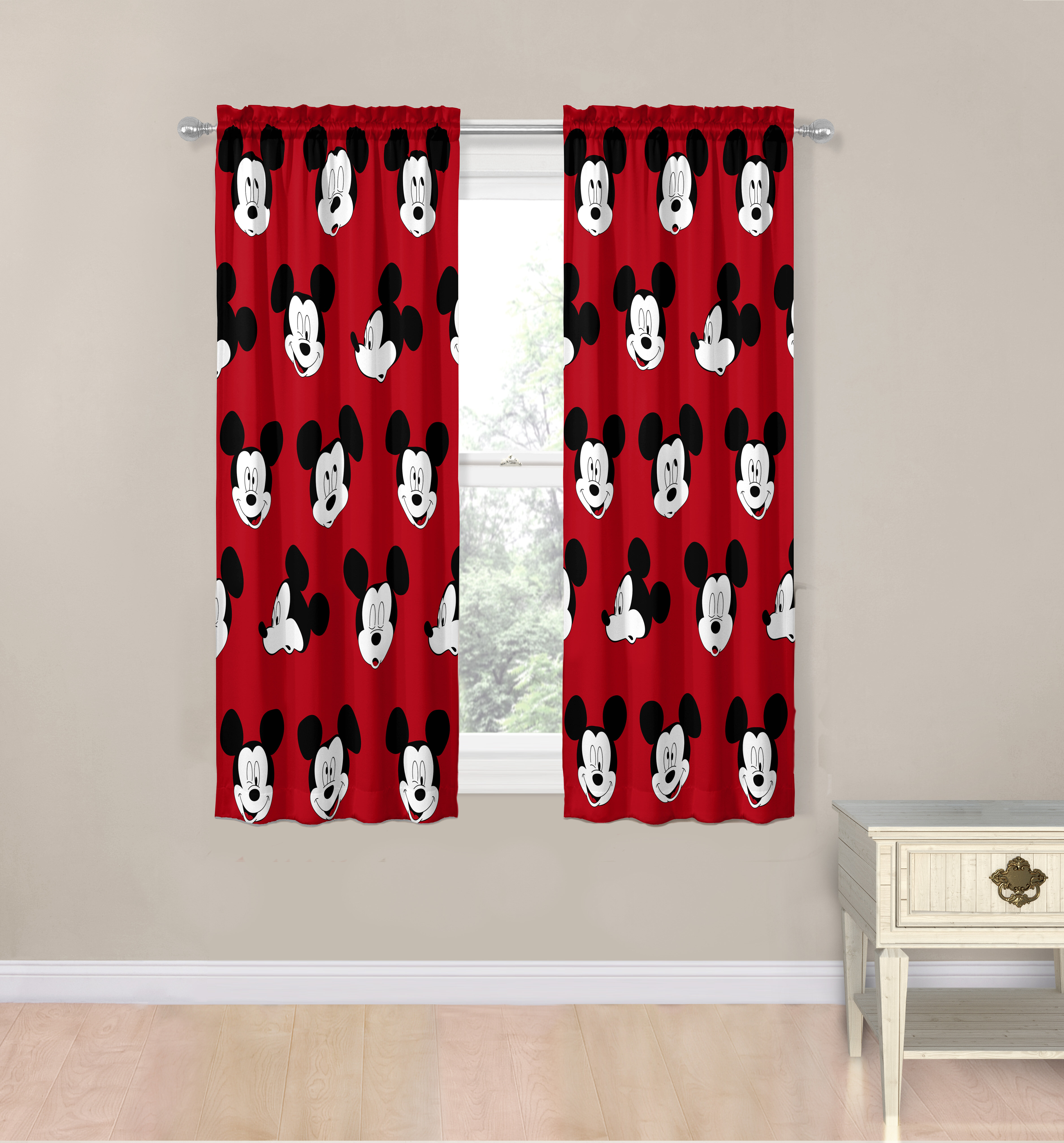 Disney Mickey Mouse Cute Faces Room Darkening Curtain Panels