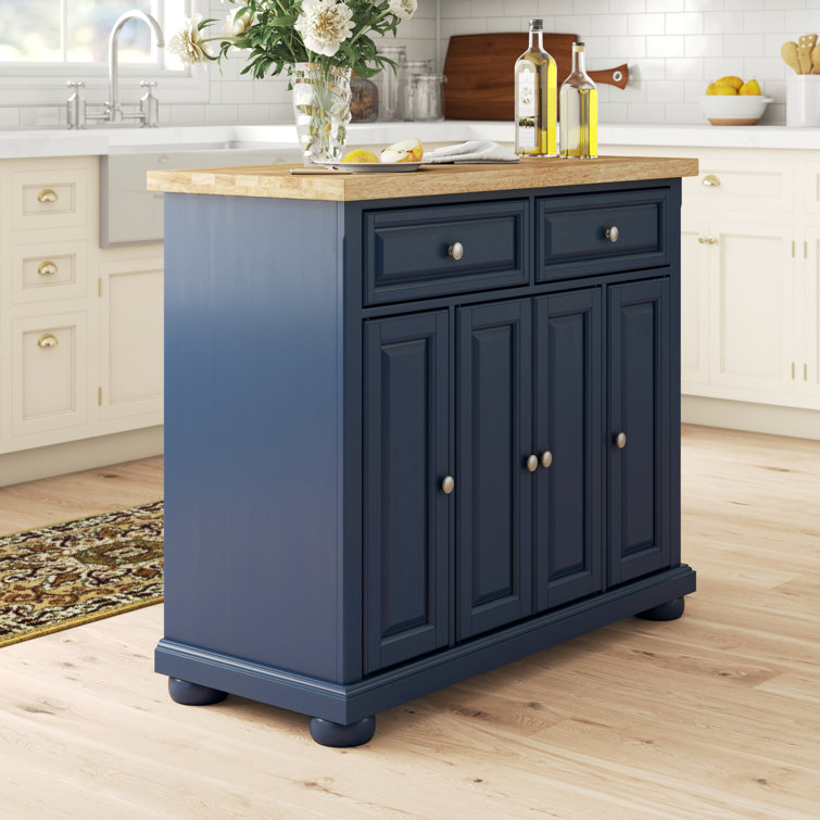 Three Posts Antonella Kitchen Island Solid Wood Reviews Wayfair
