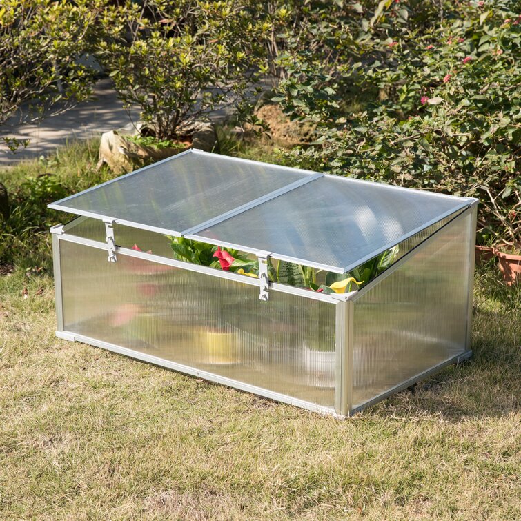 Mini Cold Frame Greenhouse Clear Protective Plant Garden Cover Double Roof Vent 